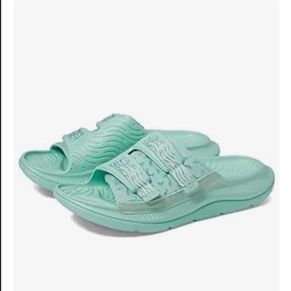 HOKA Ora Luxe Recovery Sandals in Mint Green Men’s 10 / Women’s 12 EUC - Picture 1 of 6